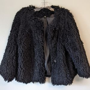 Frizzled Fur Black 3/4 Jacket Evening